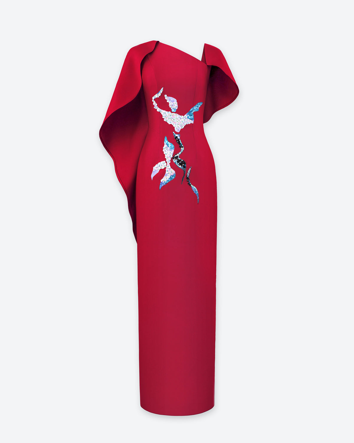 Radiant Wing - Đầm Tiệc Đỏ Crimson Bất Đối Xứng