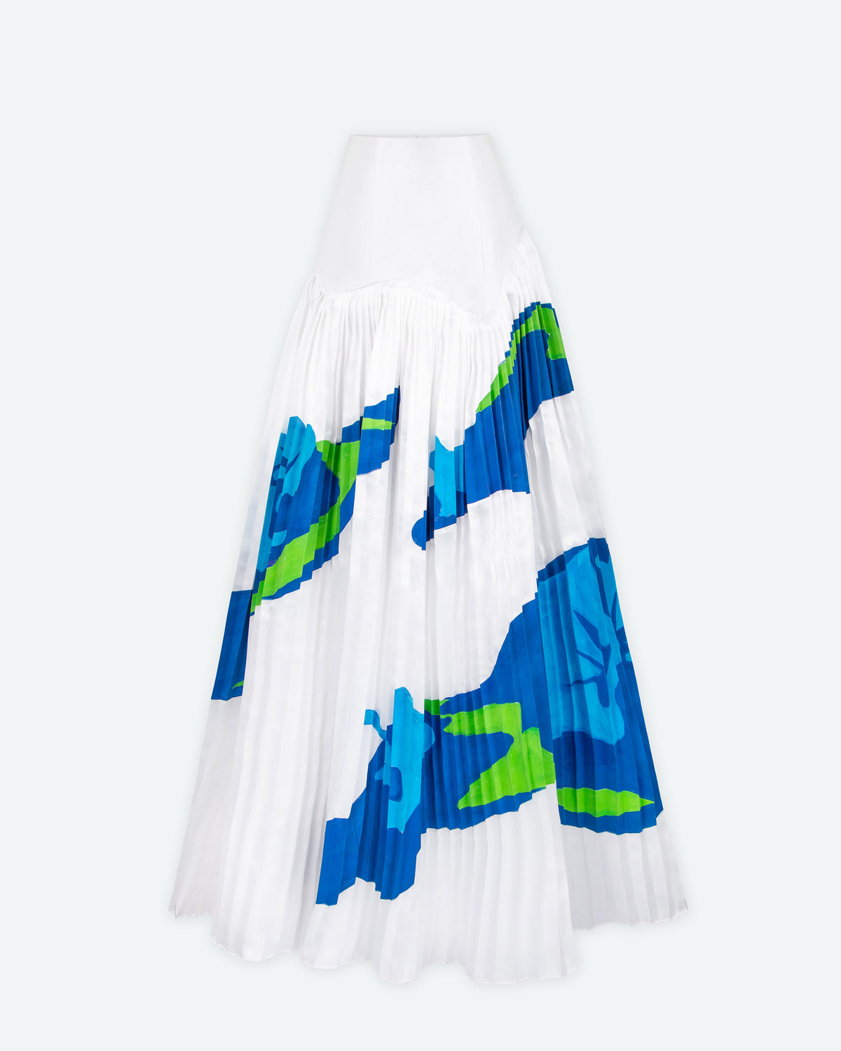 Blue Eden - Pleated White Maxi Skirt