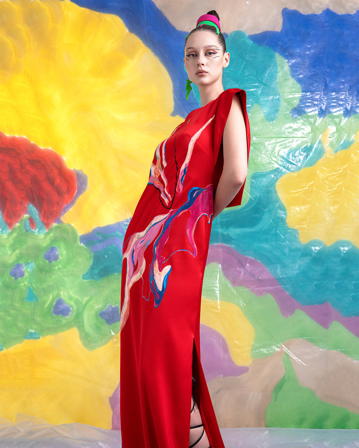 Blooming - Satin Red Maxi Dress