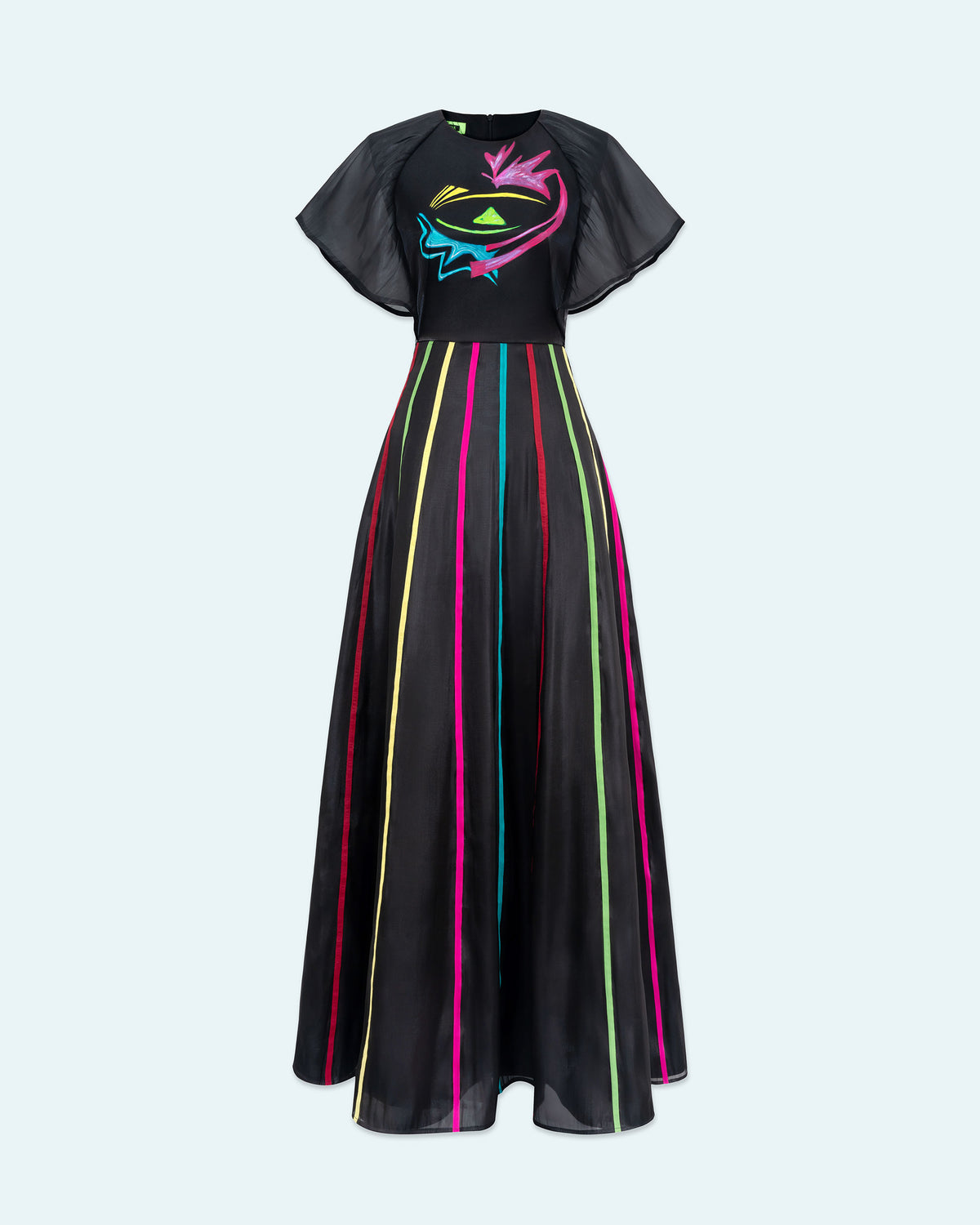 The Wink - Butterfly Sleeves Black Evening Dress