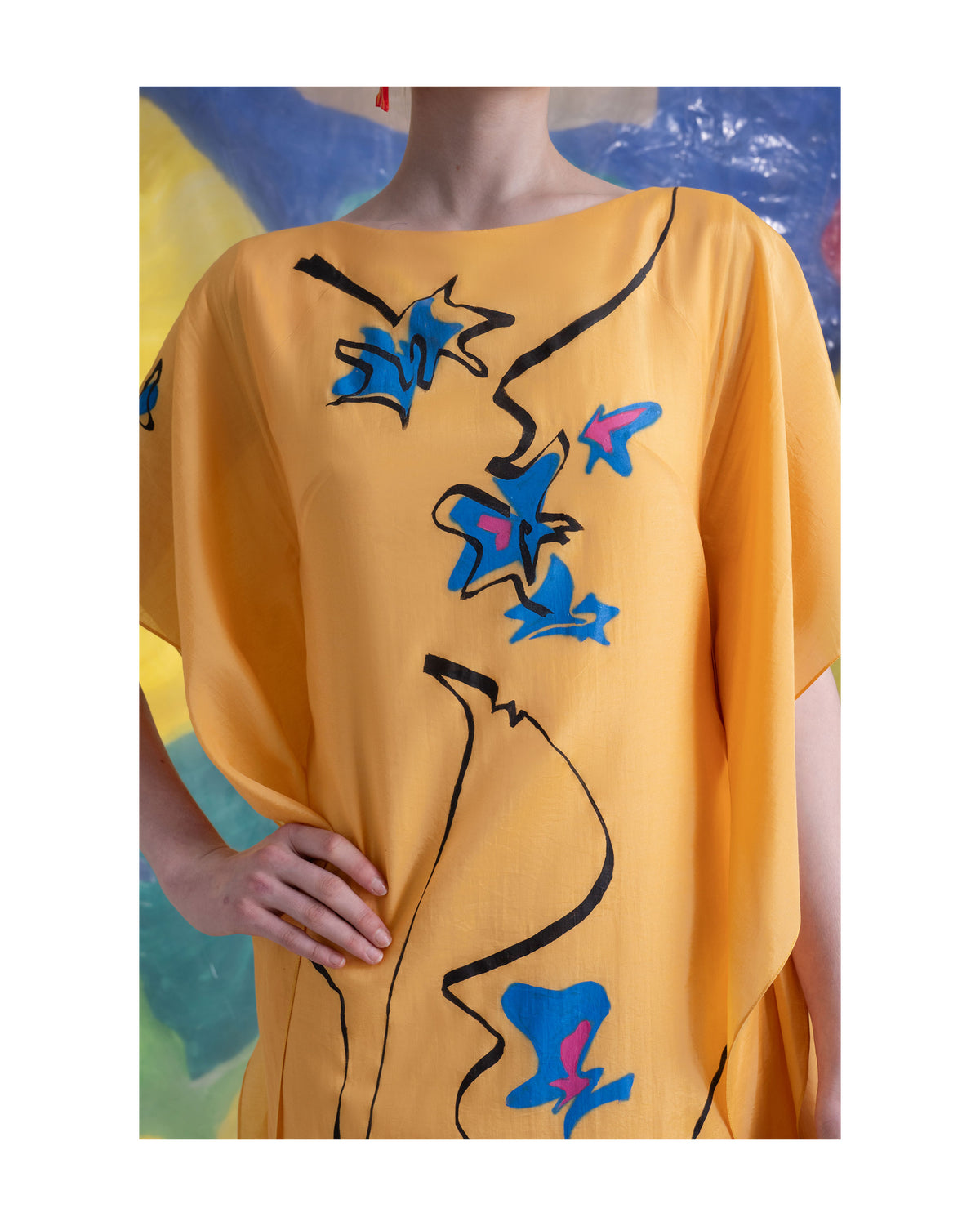 Melody of Flowers - Mustard Yellow Kaftan Dress