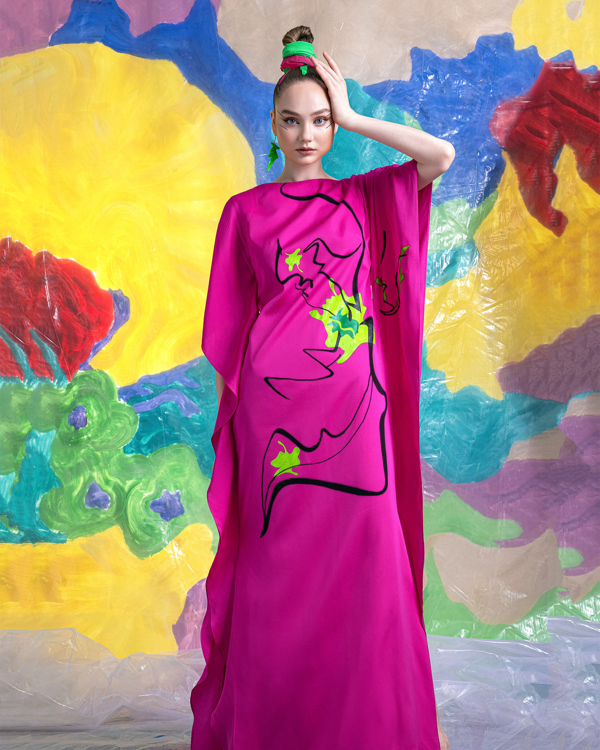 Forget the Flowers - Fuchsia Pink Kaftan Dress
