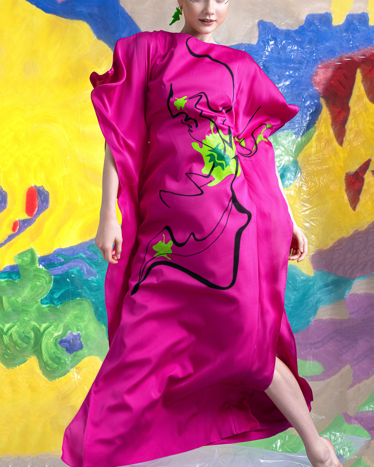Forget the Flowers - Fuchsia Pink Kaftan Dress