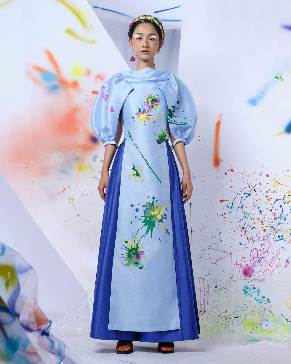 Colorful Touches - Voluminous Sleeves Contemporary Aodai