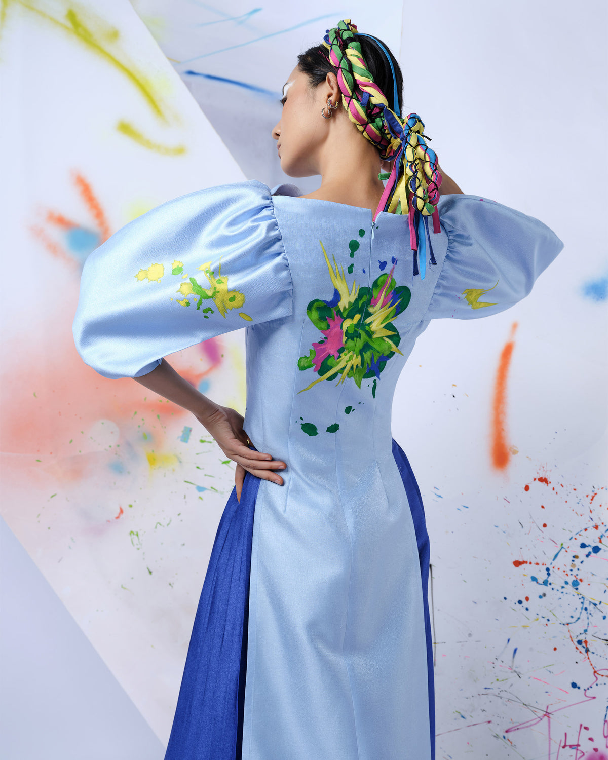 Colorful Touches - Voluminous Sleeves Contemporary Aodai
