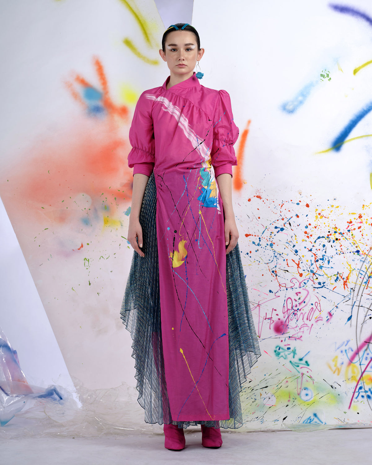 Asymmetrical Pleated Organza Skirt