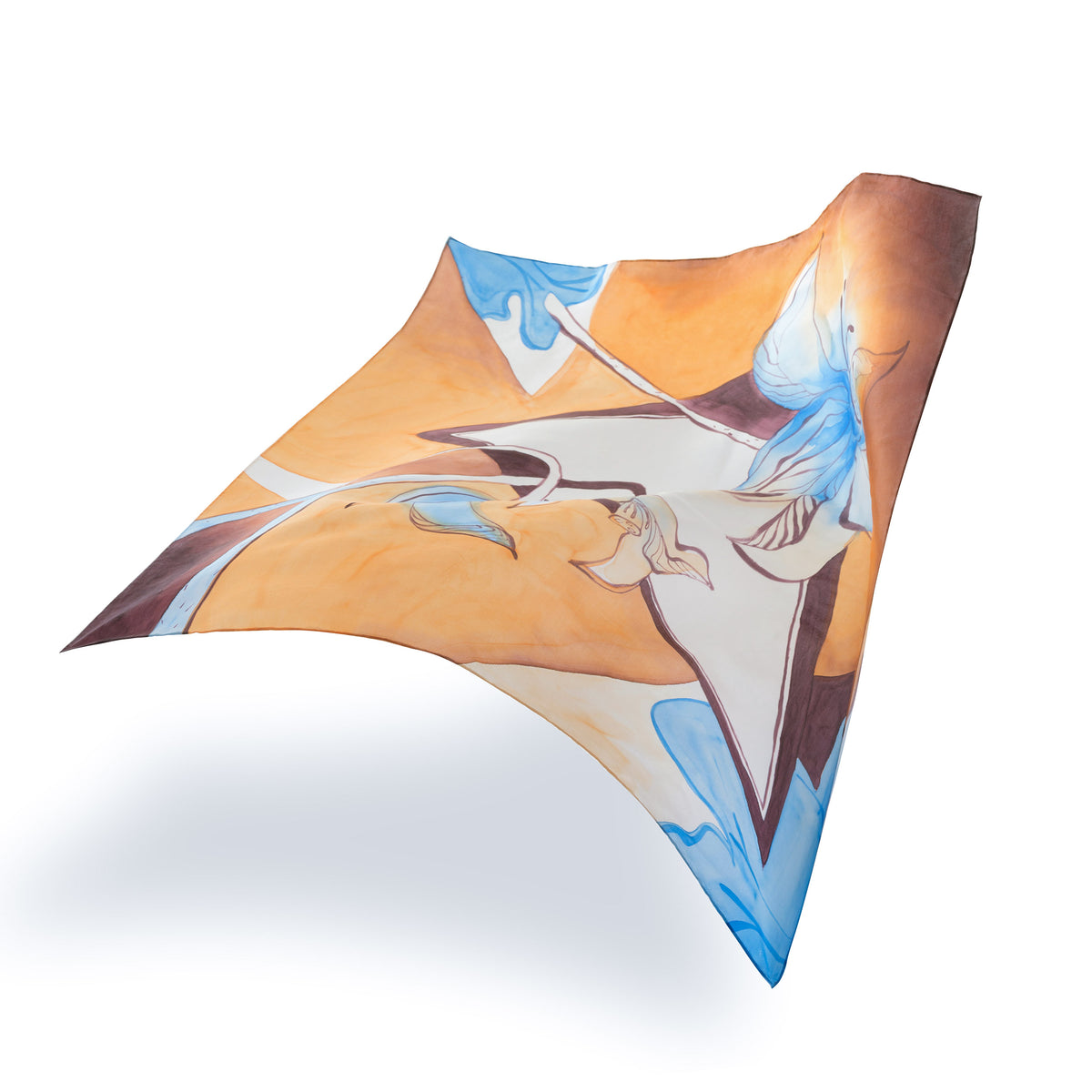 SEN - Lotus Hand-painted 90 Twill Silk Scarf
