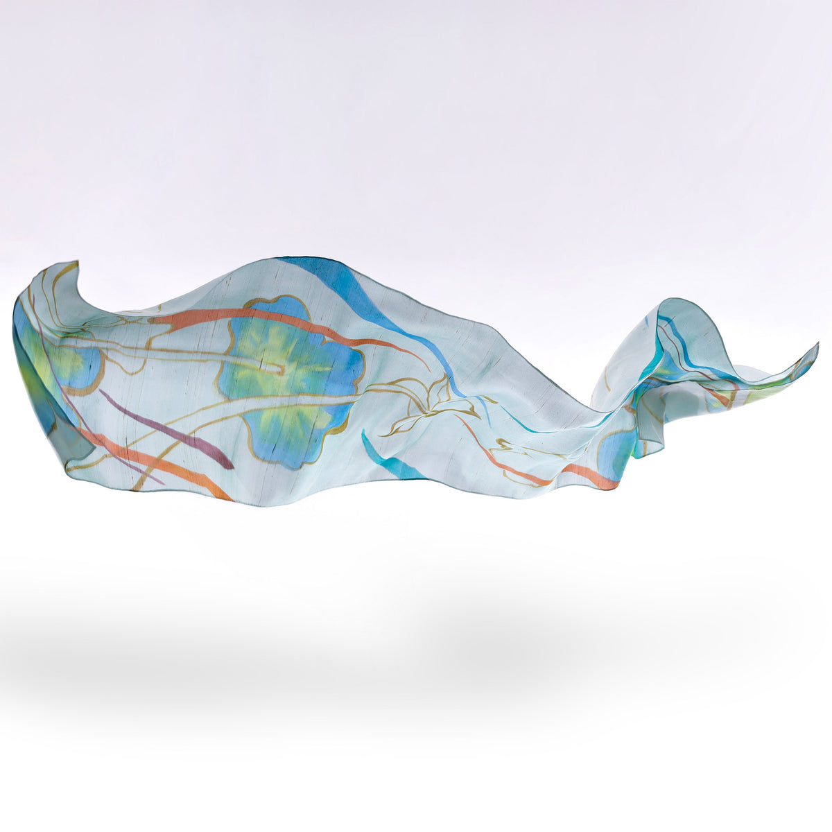 SEN - Lotus Hand-painted Tussah Silk Shawl 150