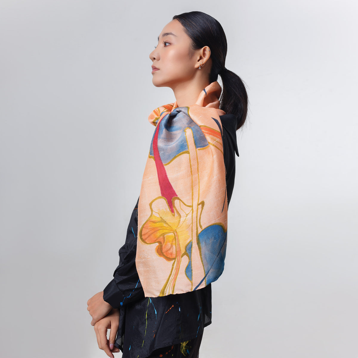 SEN - Hand-painted Tussah Silk Shawl 150