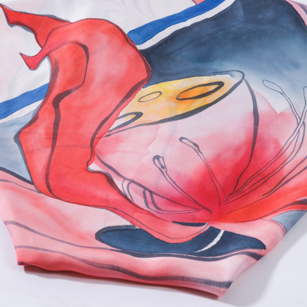 SEN - Lotus Hand-painted Silk Shawl 180