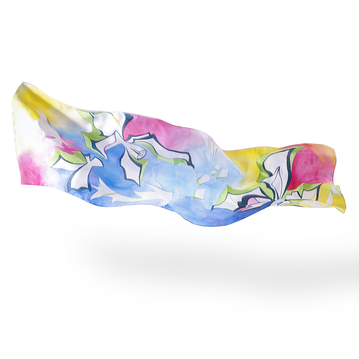 SEN - Colorful Lotus Hand-painted Silk Shawl 180