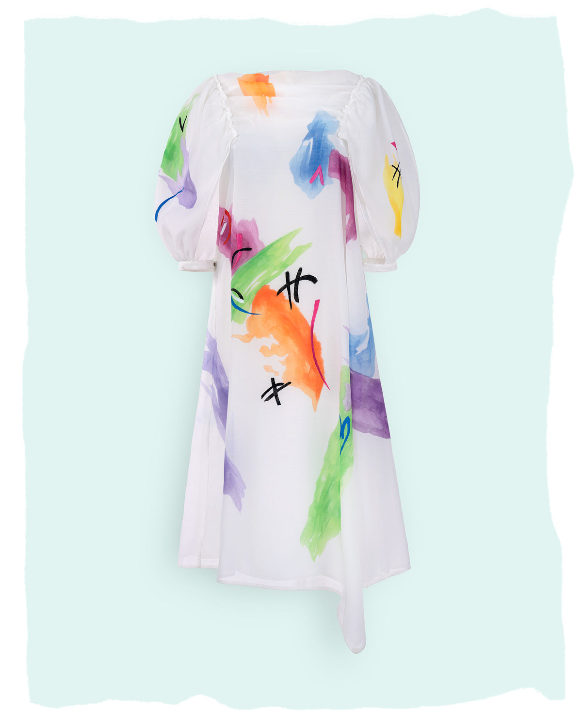 Dragon Aura in White Cloud - Trapeze Midi Dress