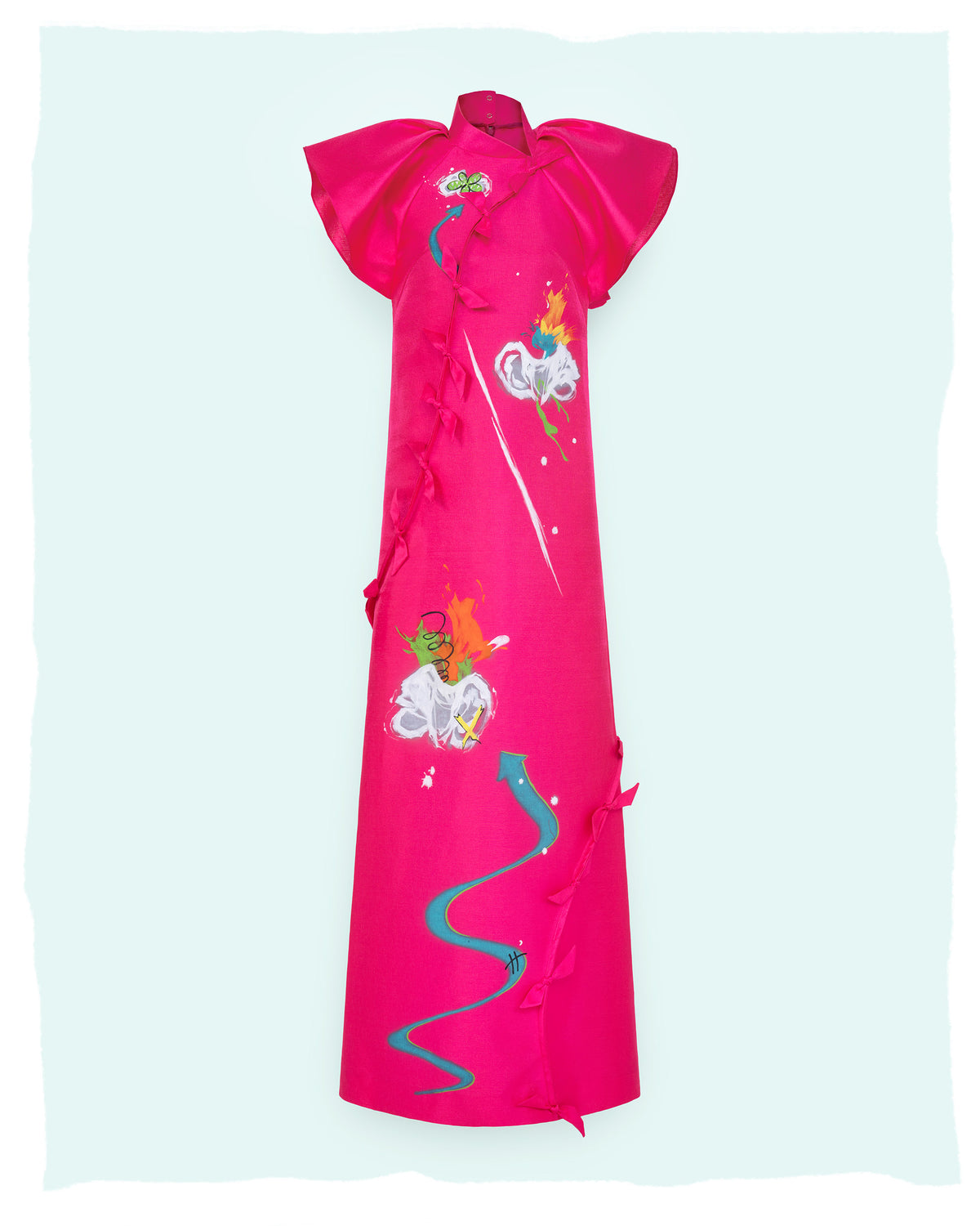 Dragon Curving - Hot Pink Gown Dress