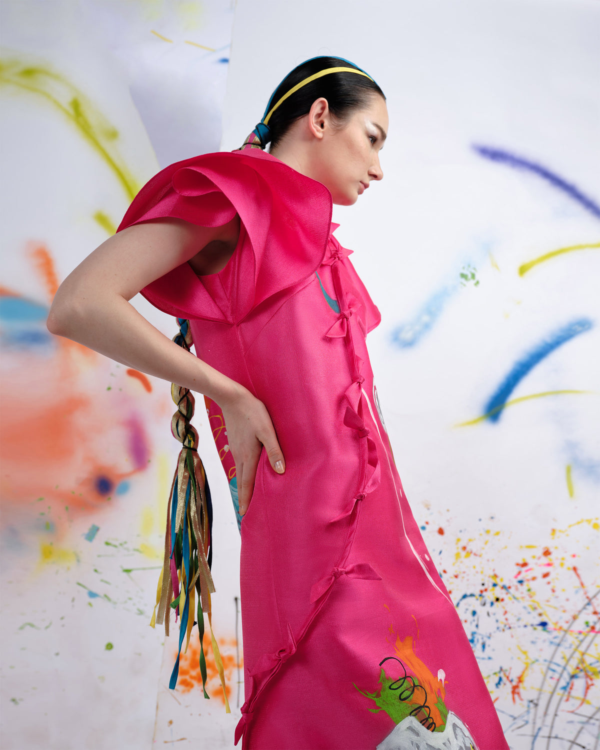 Dragon Curving - Hot Pink Gown Dress