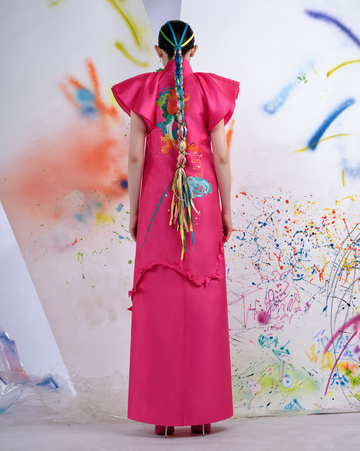 Dragon Curving - Hot Pink Gown Dress