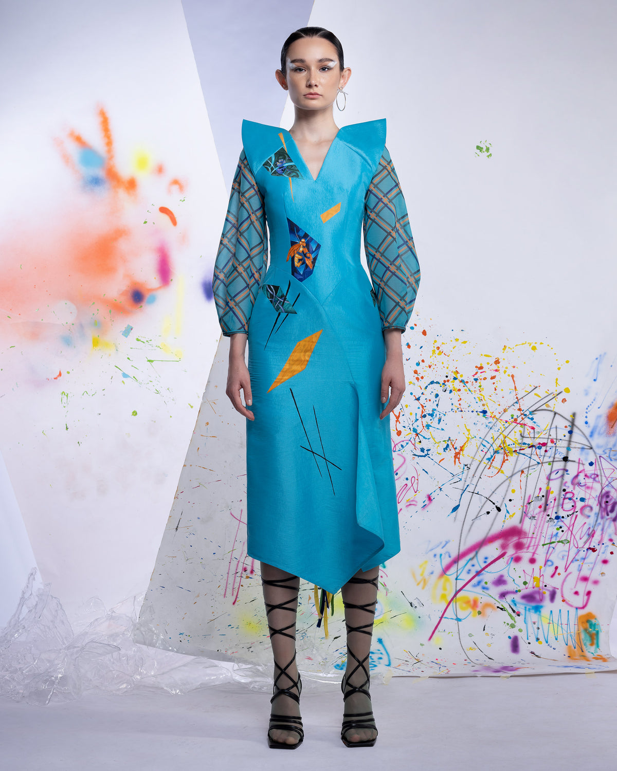Thời Gian - Đầm Midi Xanh Cyan