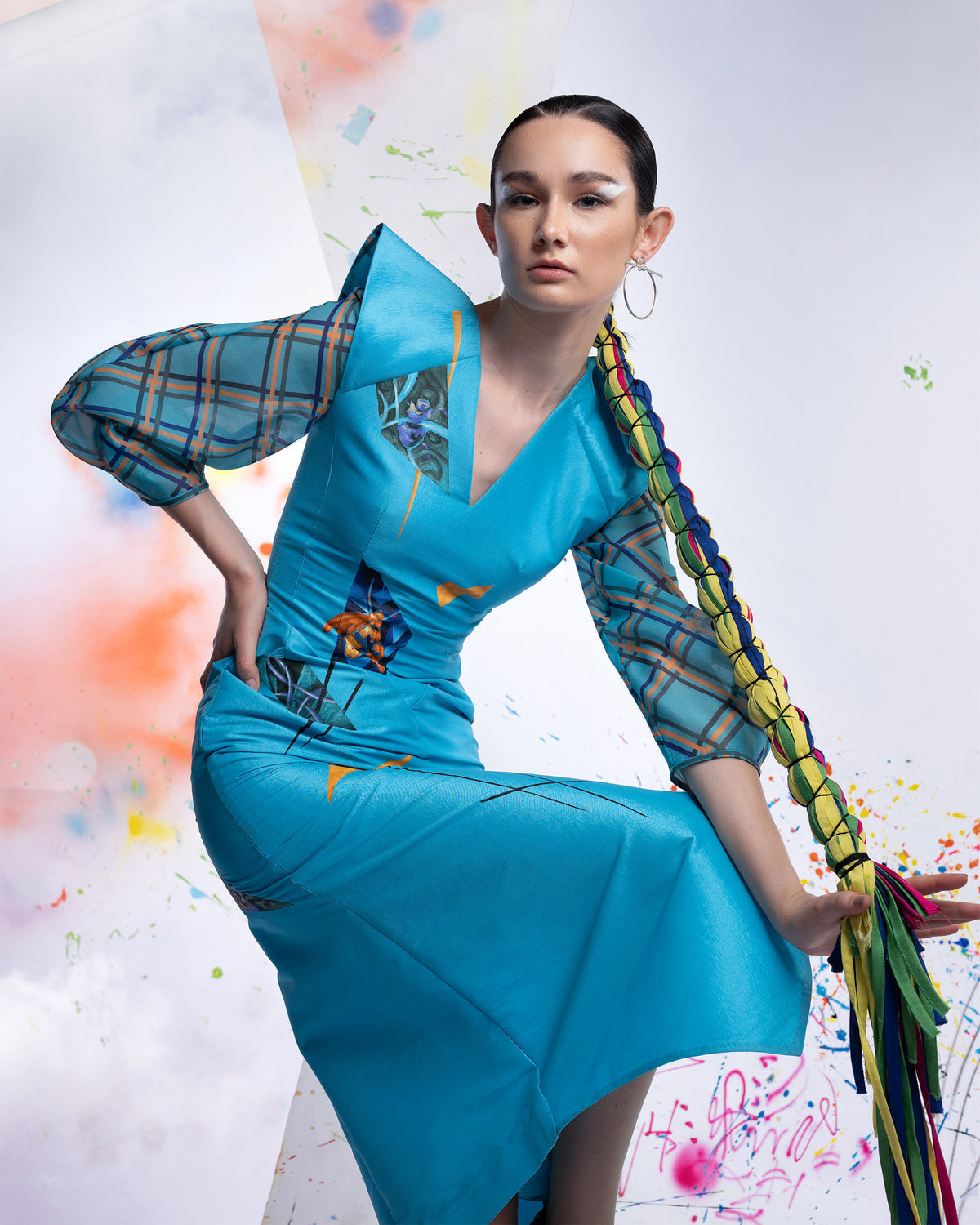 Thời Gian - Đầm Midi Xanh Cyan