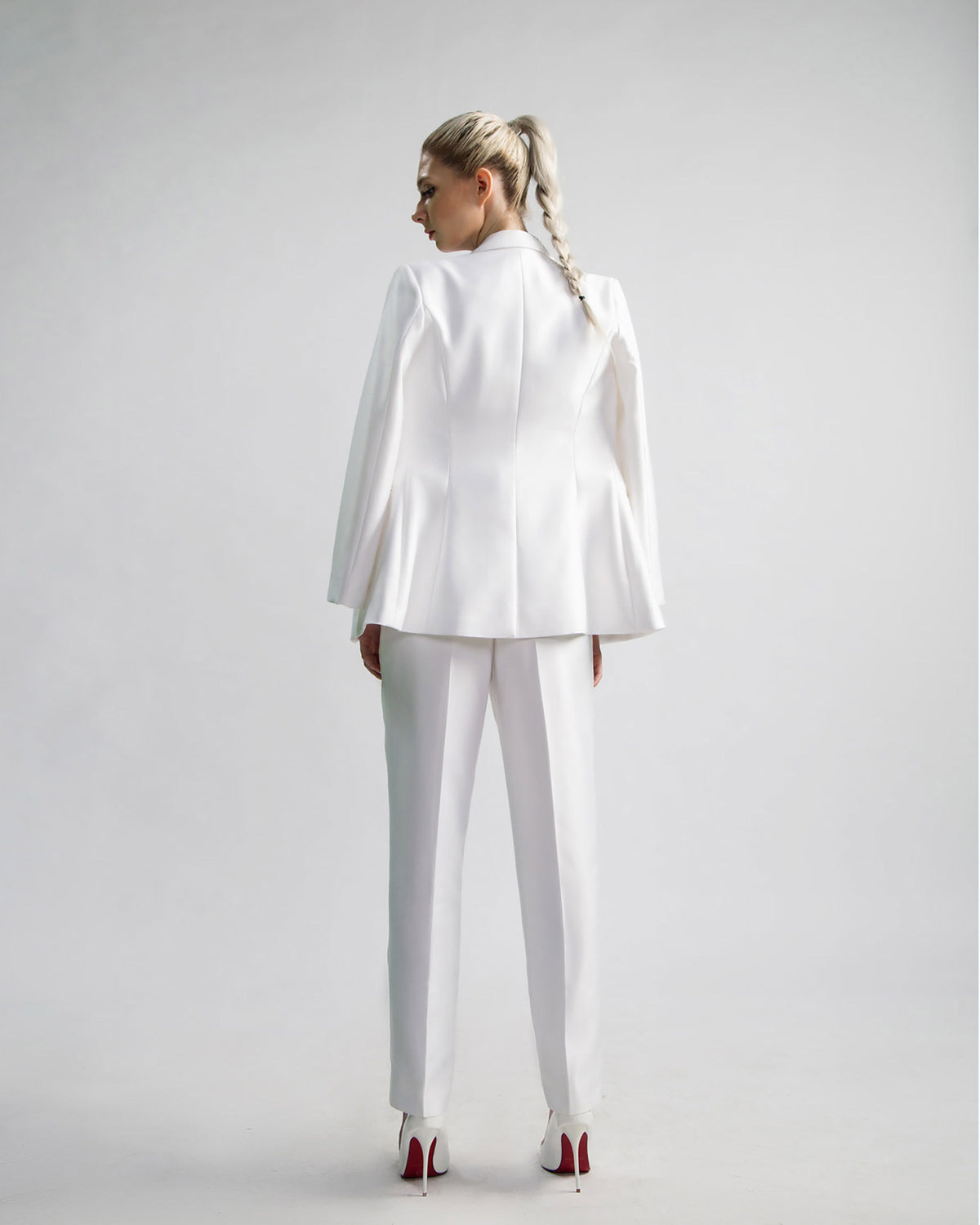 Single-Breasted White Tailored Blazer