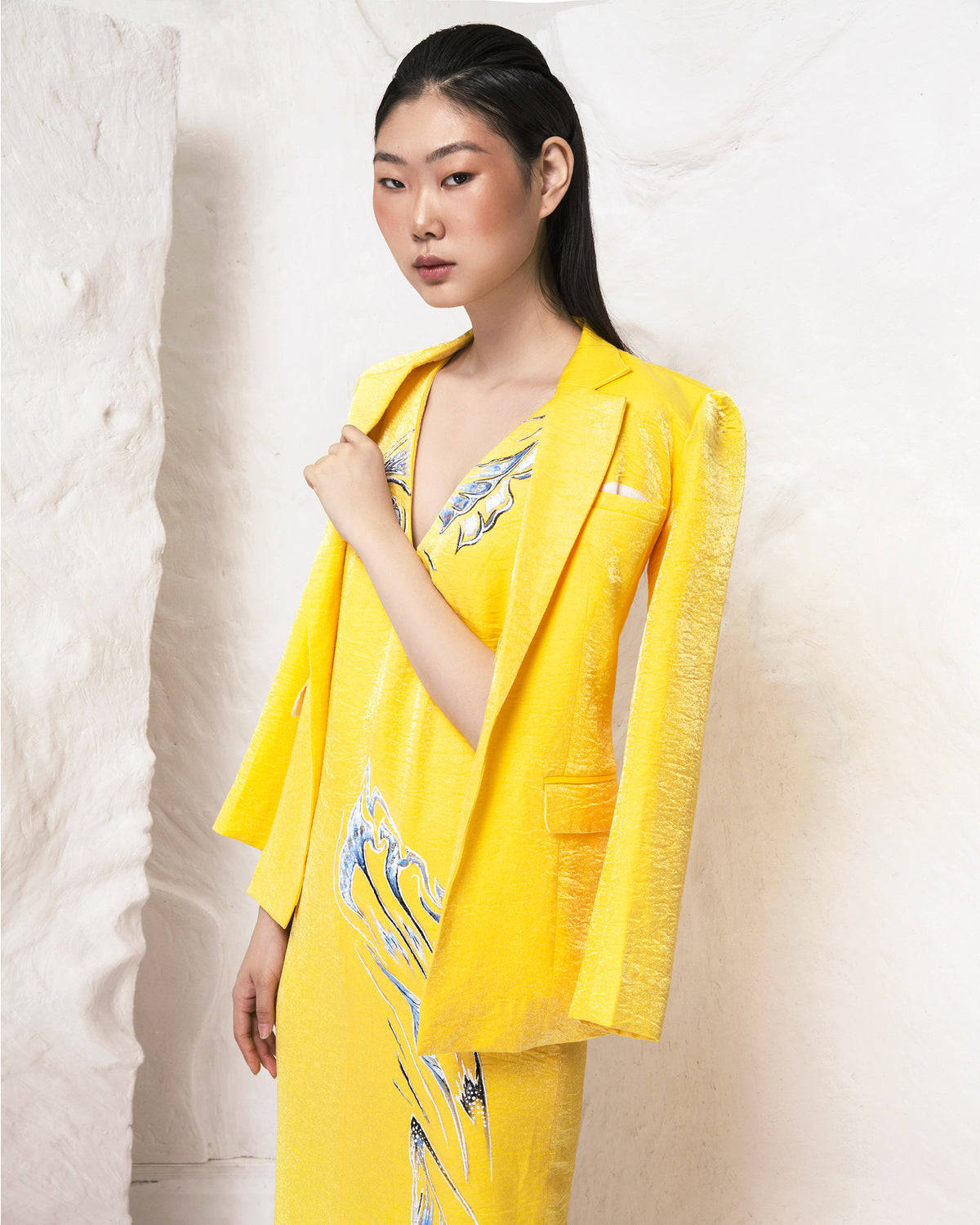 Single-Breasted Viscose Tailored Blazer