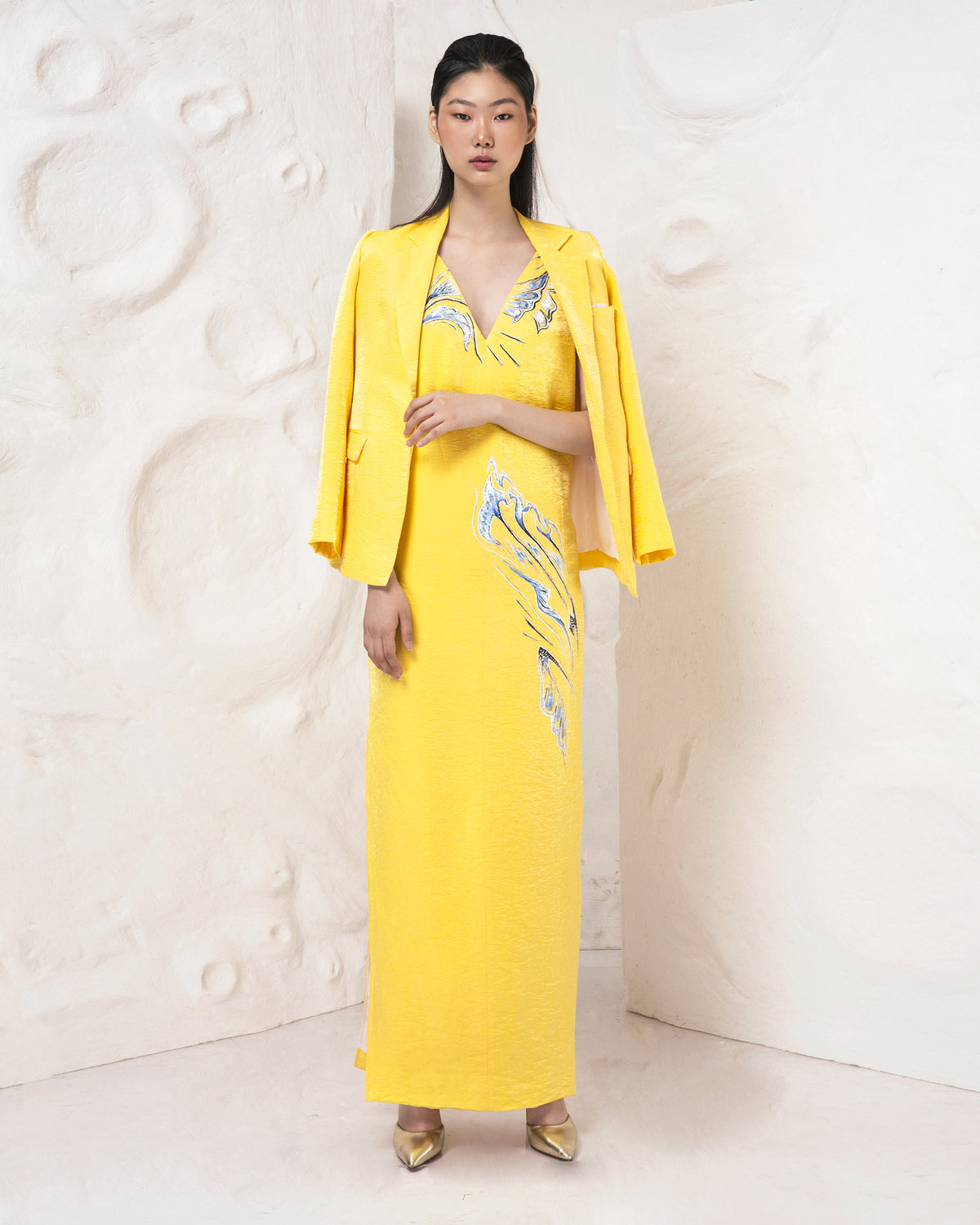 Single-Breasted Viscose Tailored Blazer