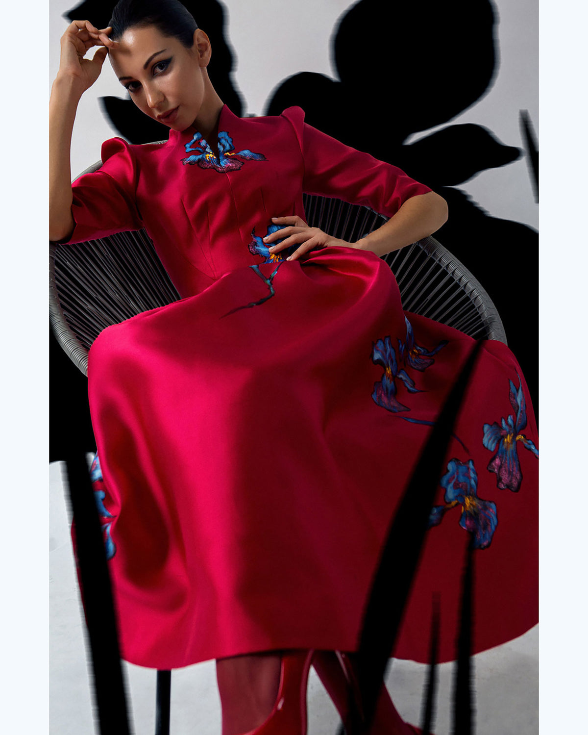 Starry Iris - Red Midi Dress