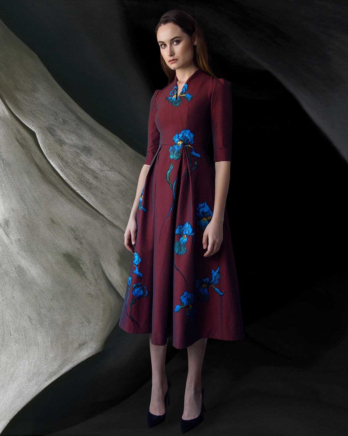 Starry Iris - Red Midi Dress