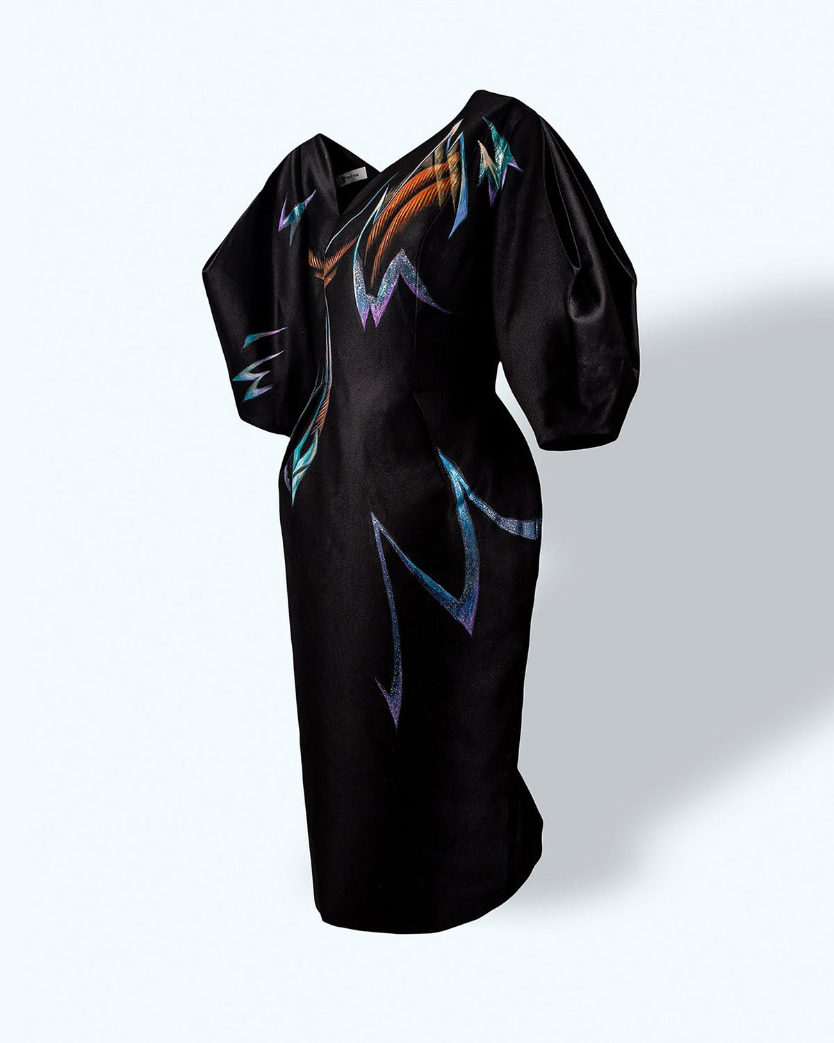 TinyInk-Fallwinter20-black-hand-painted-amaryllis-midi-dress