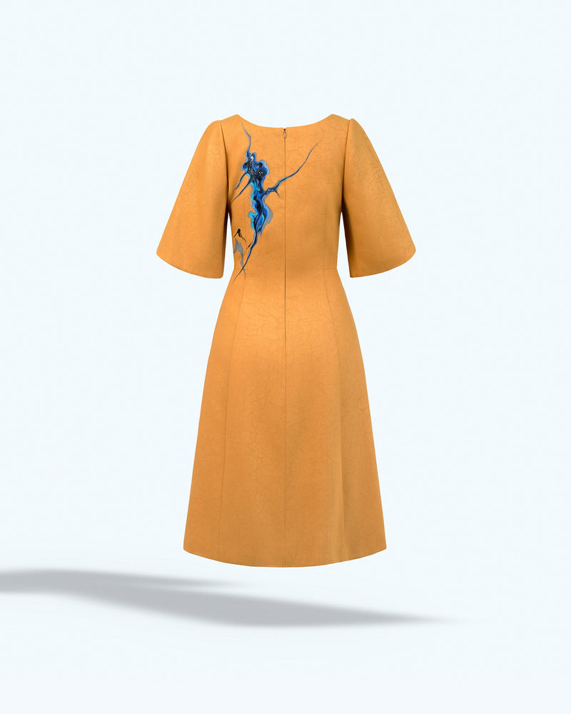 TinyInk-Fallwinter21-sandstone-hand-painted-abstract-pental-sleeve-mini-dress
