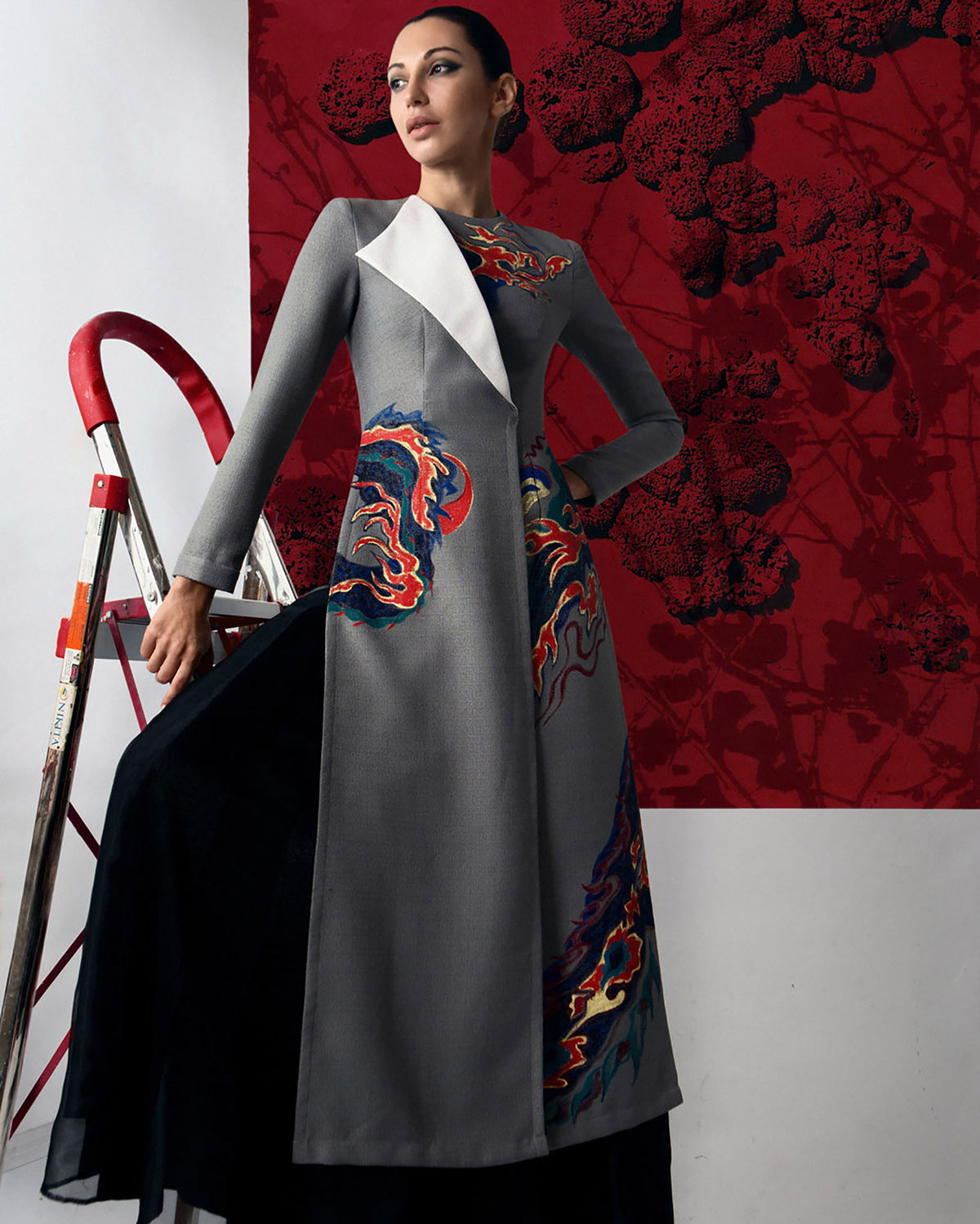 Dragon Abstract-painted Contemporary AoDai