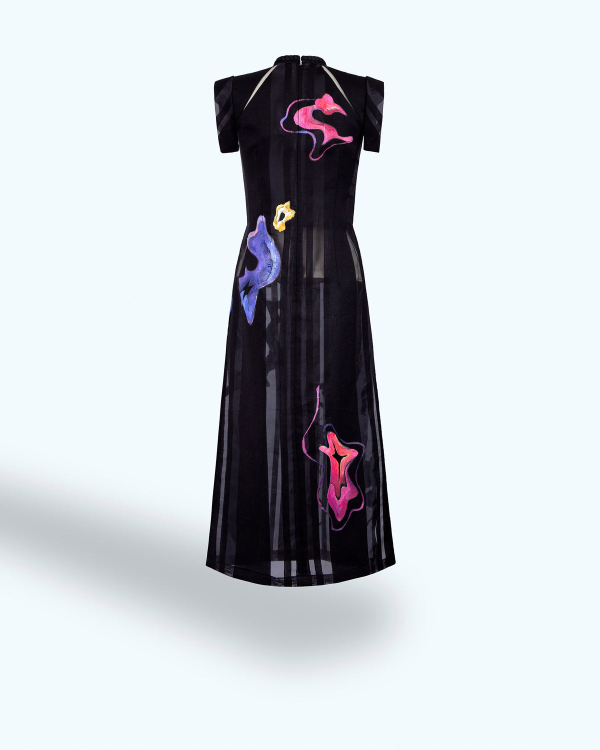 Abstract Art Hand-painted Black Sleeveless Ao Dai