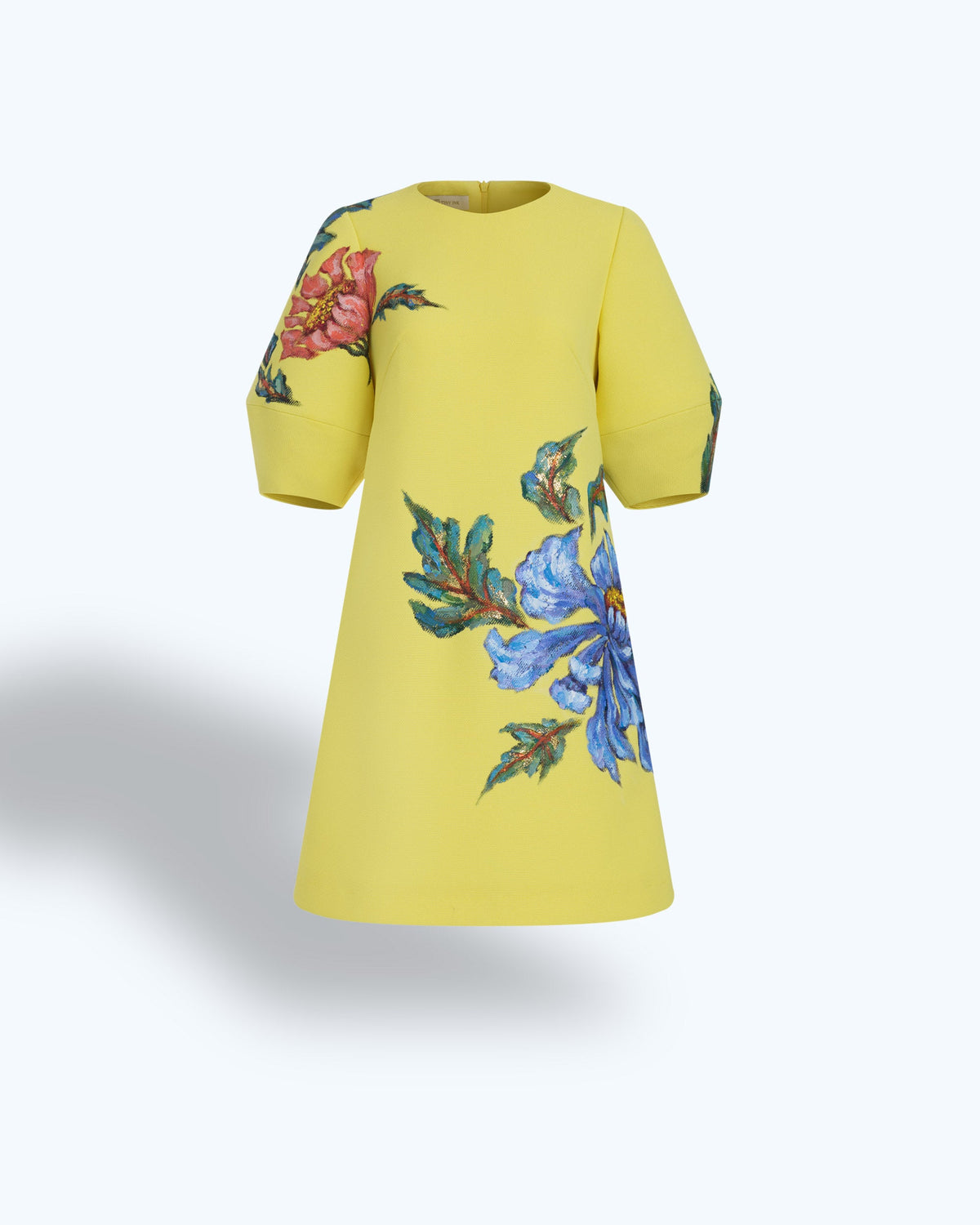 TinyInk-Resort19-yellow-hand-painted-poppy-voluminous-sleeve-mini-dress