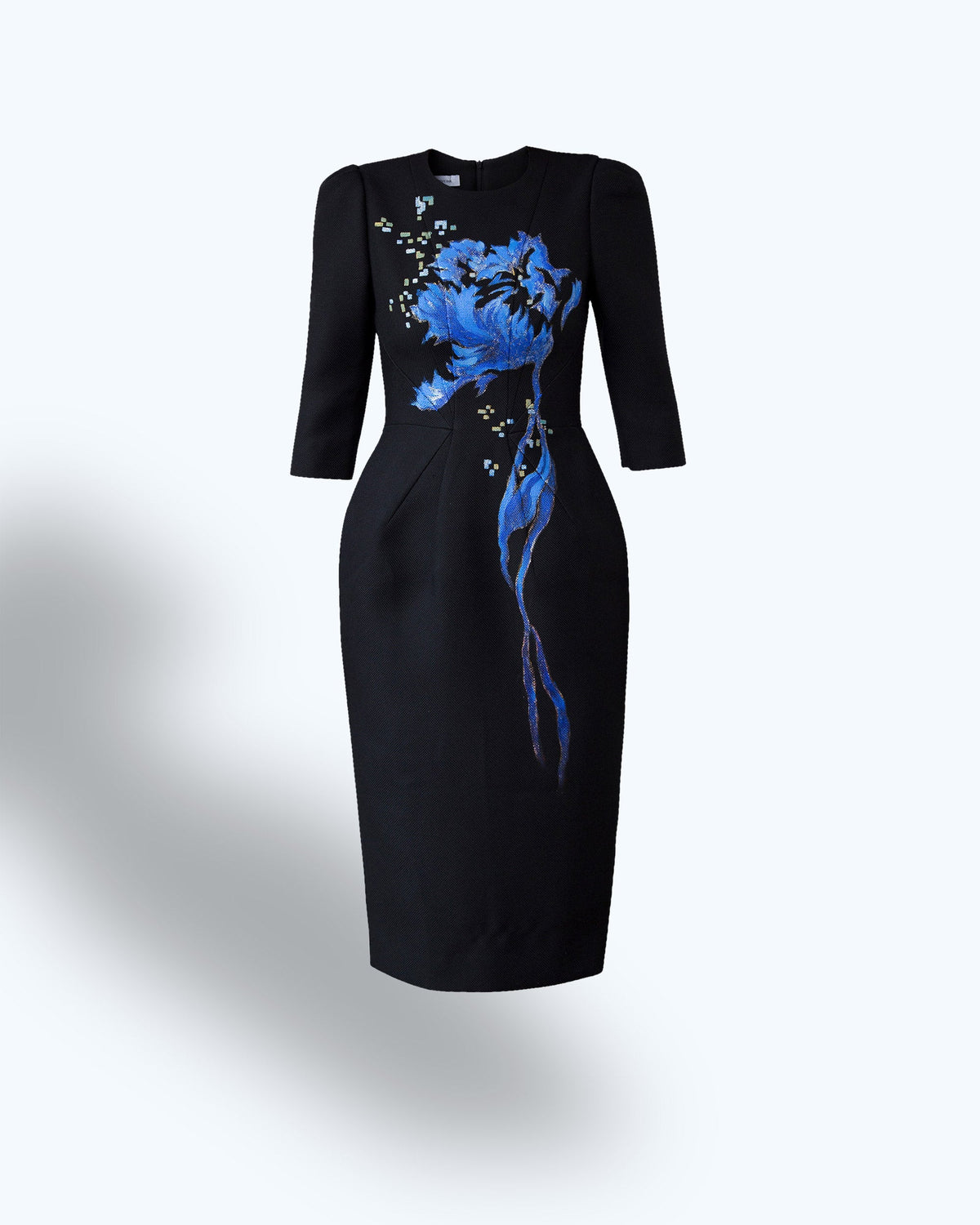 TinyInk-Spring-summer20-black-hand-painted-surrealism-midi-dress