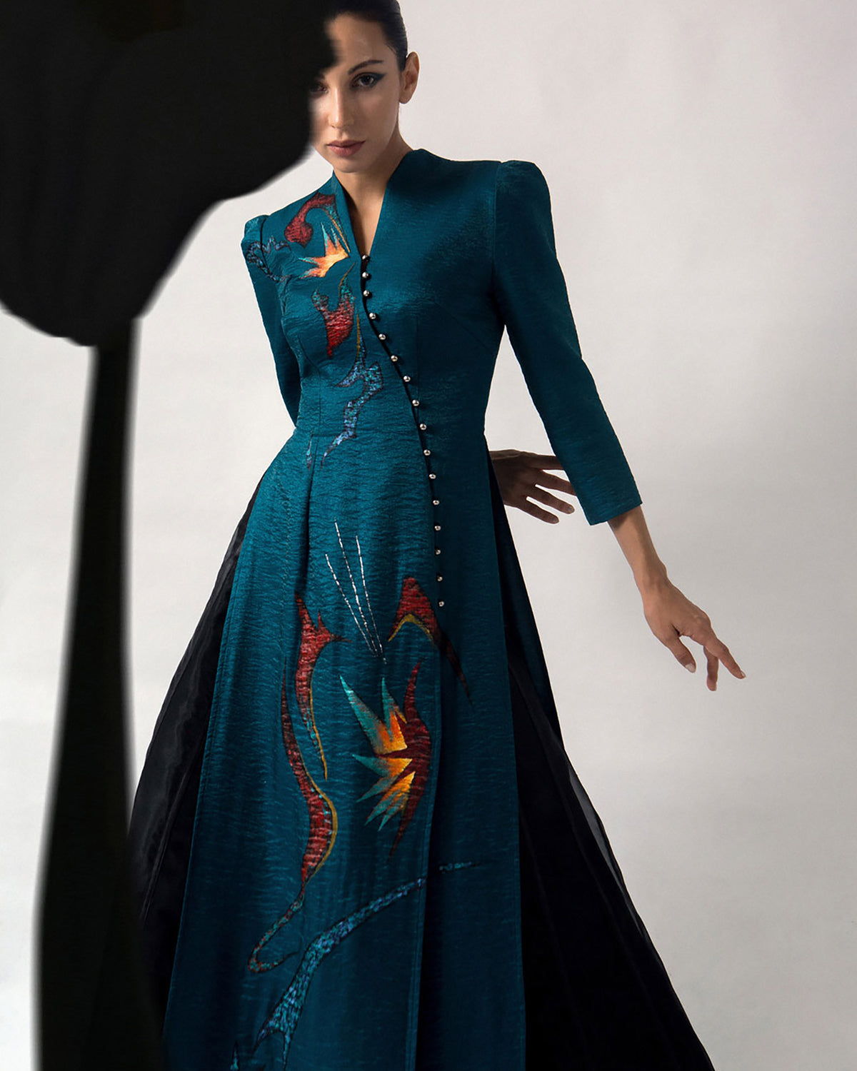 Amaryllis Abstract-painted Prussian Blue Aodai