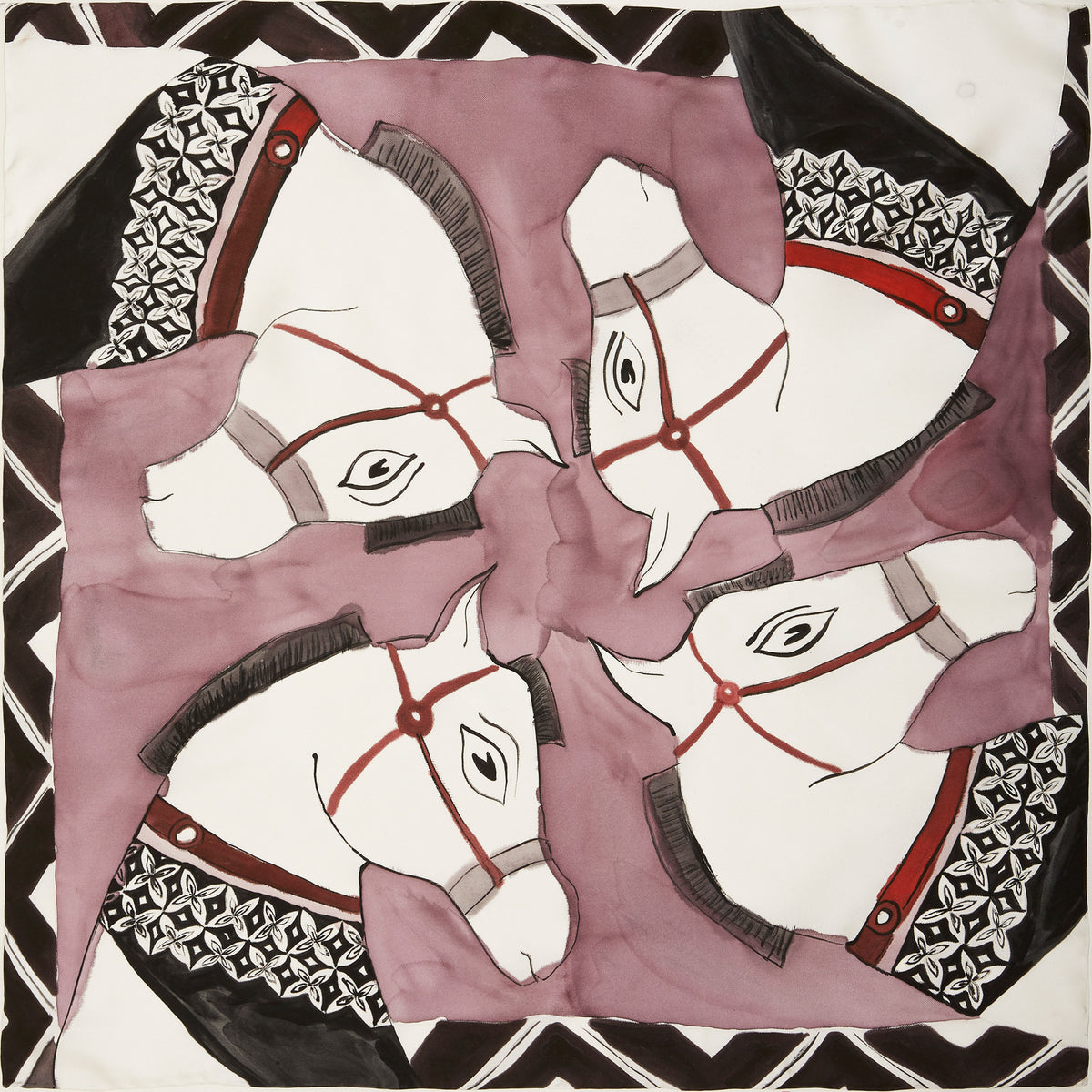 Vietnamese Water Puppet Hand-painted 55 Square Silk Scarf