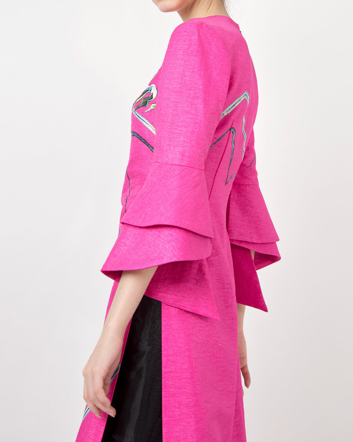 Horses Running-painted Circular Cuffs Sleeve Pink Contemporary Ao Dai