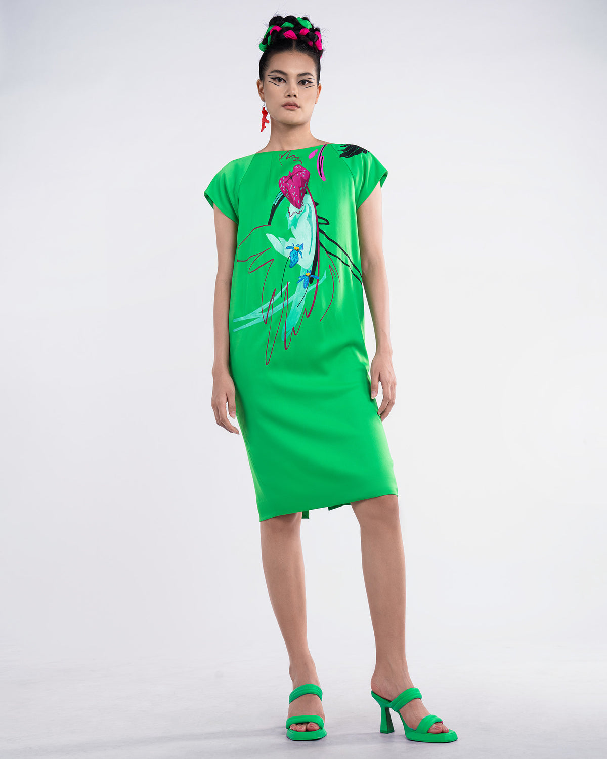 Big Heart - Neon Green Cocoon Dress