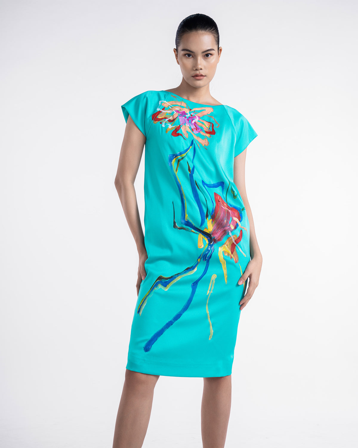Spontaneous - Turquoise Cocoon Dress