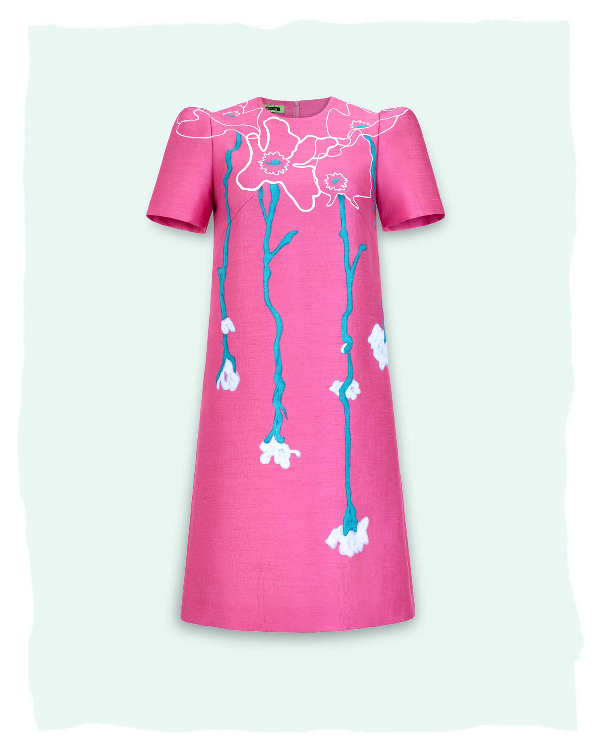 Inside Flowers - Tucked Sleeves Thulian Pink Mini Dress
