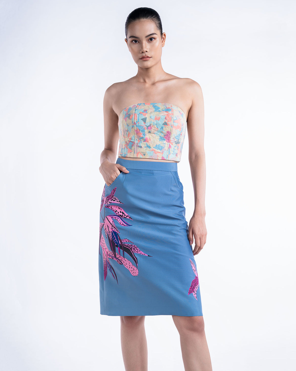 Hidden - A-line Airforce Blue Mini Skirt