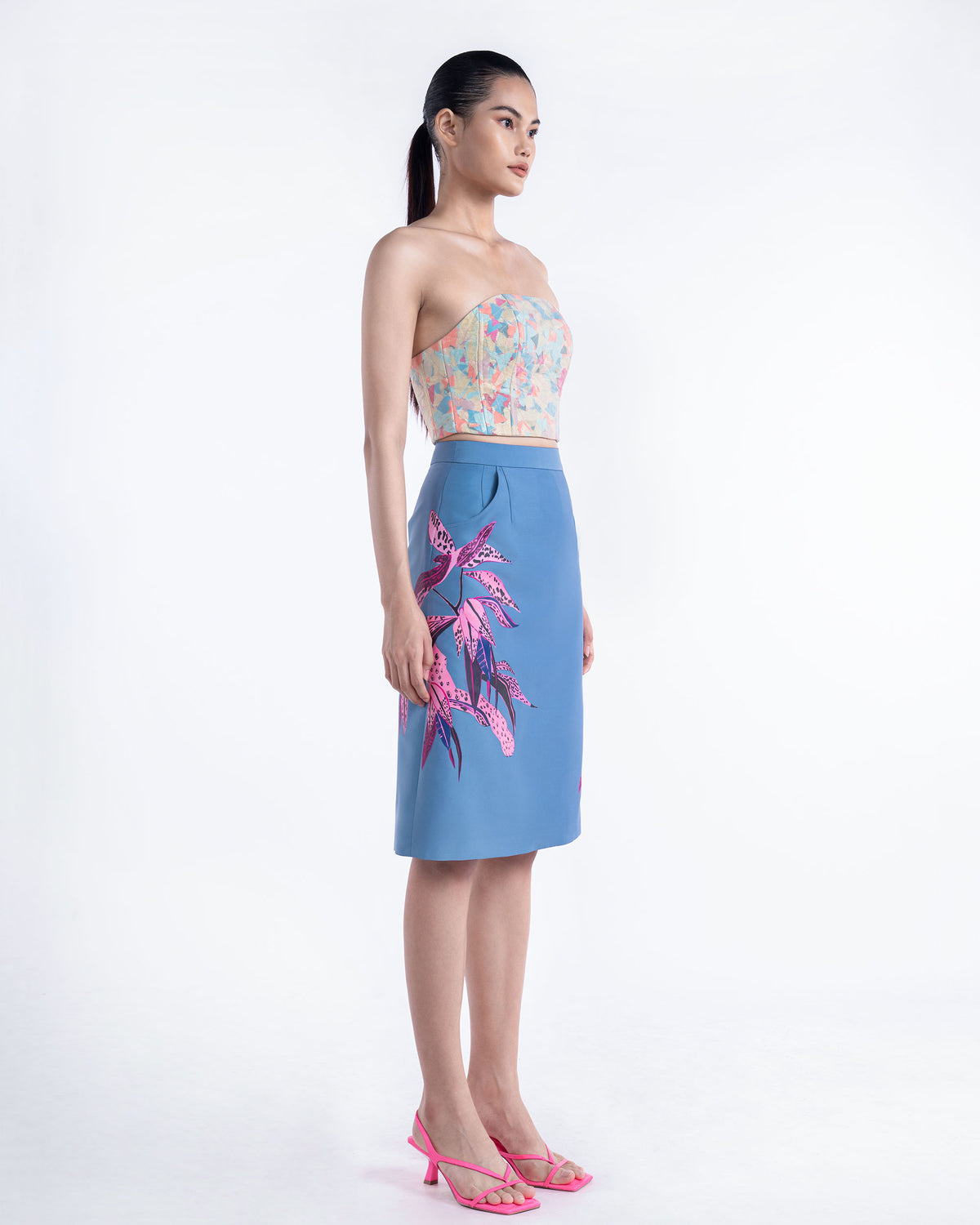 Hidden - A-line Airforce Blue Mini Skirt