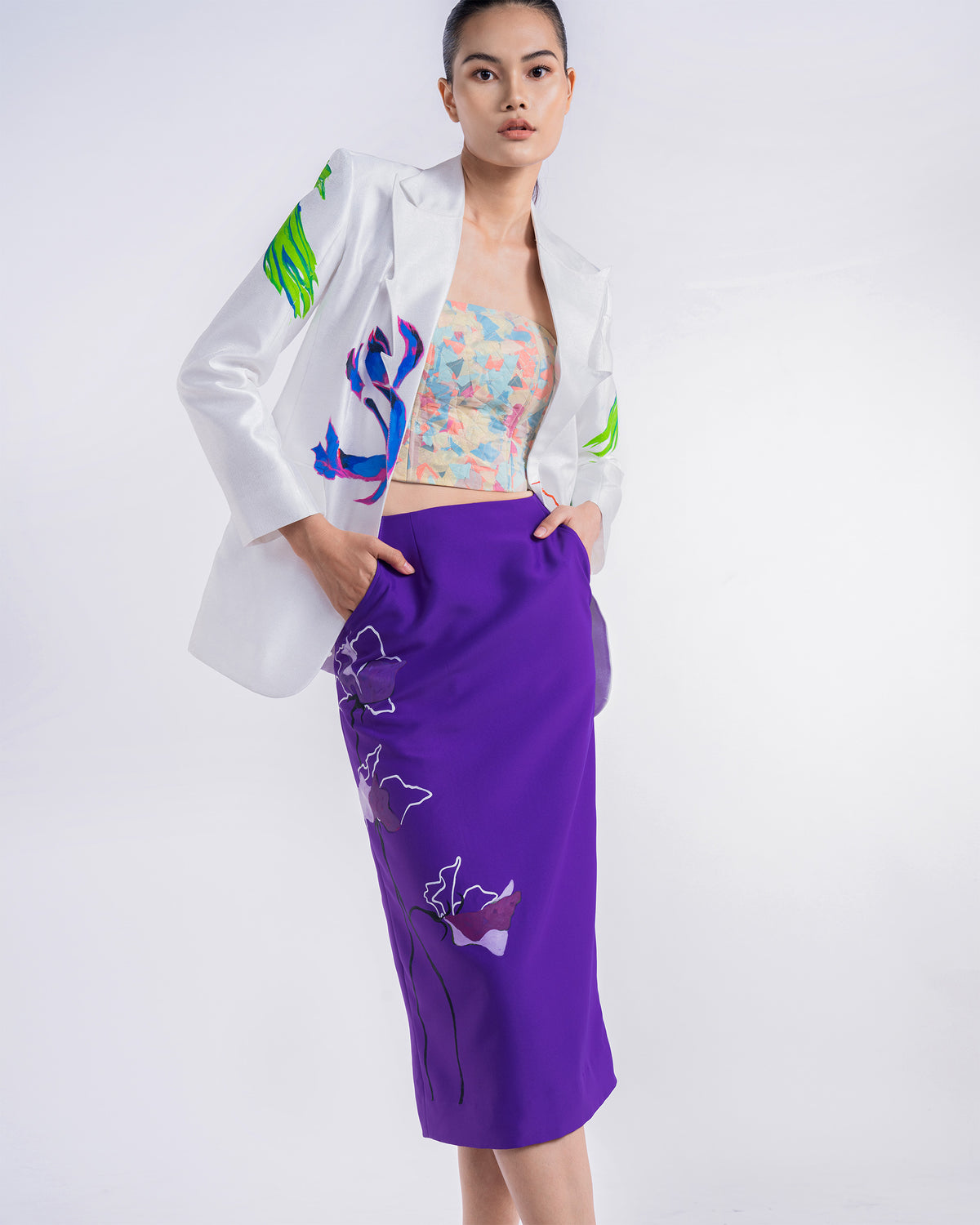 Shades of Purple - Sheath Midi Skirt