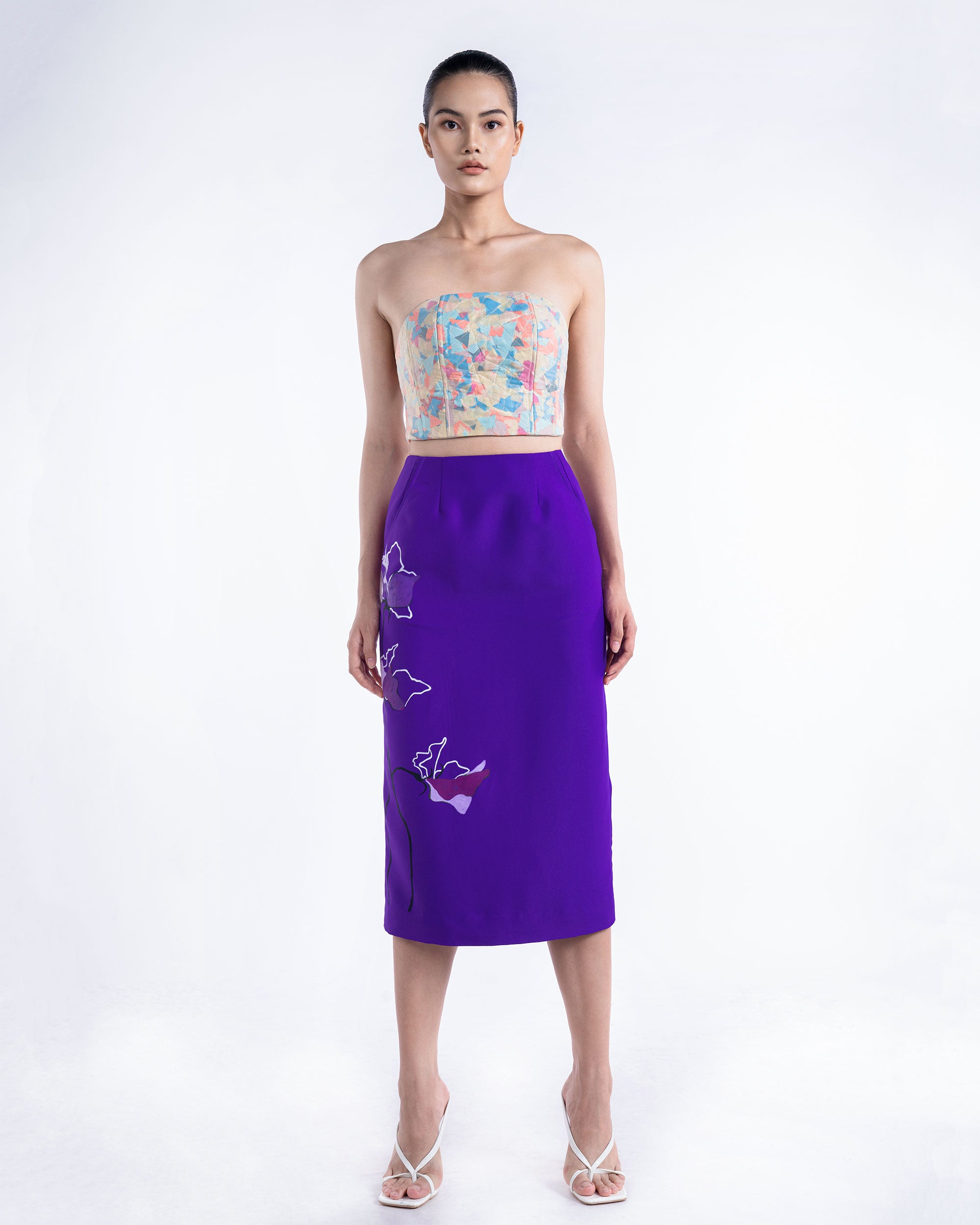 Satin midi outlet skirt 04