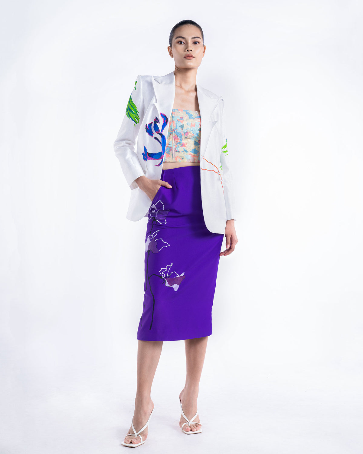 Shades of Purple - Sheath Midi Skirt