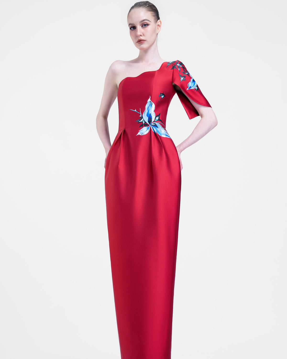 Aphrodite - One-shoulder Crimson Evening Dress