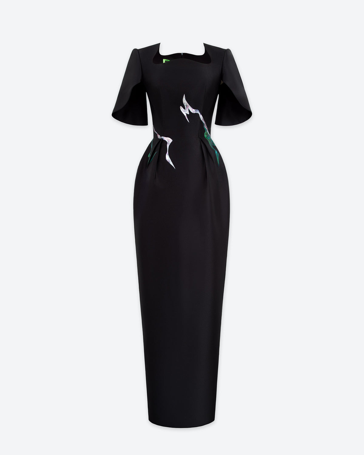 Secret Bloom - Cape Sleeves Black Evening Dress