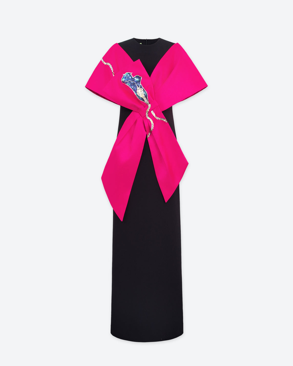 Knot - Bow-cape Black Evening Dress