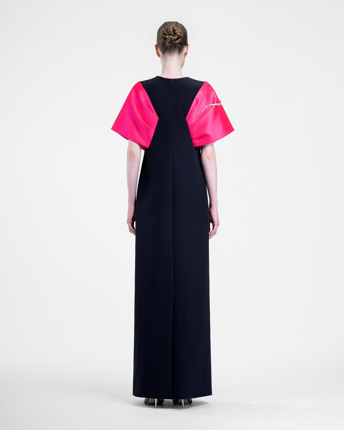 Knot - Bow-cape Black Evening Dress