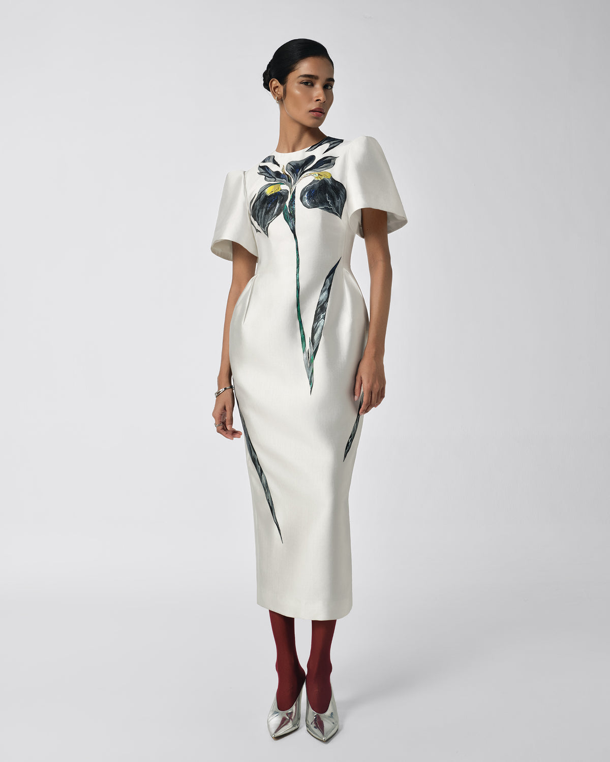 The Inner Flame – Voluminous White Pegged Midi Dress