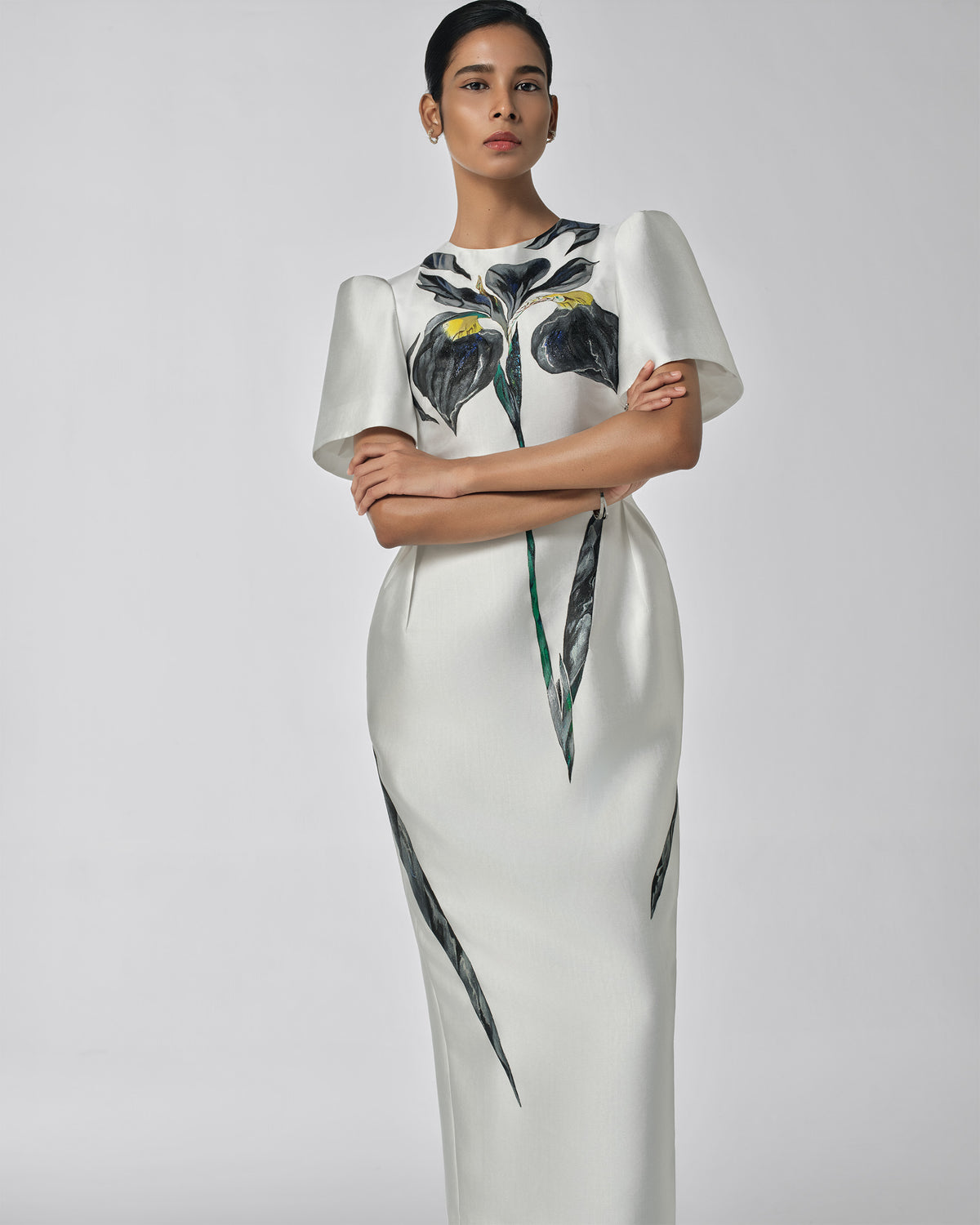 The Inner Flame – Voluminous White Pegged Midi Dress