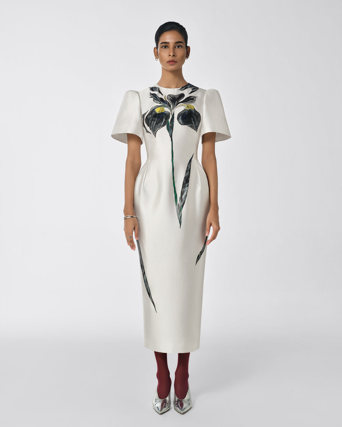 The Inner Flame – Voluminous White Pegged Midi Dress